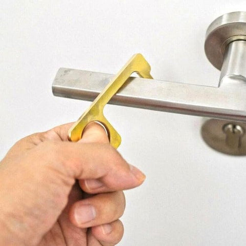 Antimicrobial Brass Hygiene Hand Key 4 Pack Door Opener and Button Press Tool