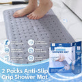 2-Pack Anti-Slip Grip Shower Mat 70×40 cm with 100+ Suction Cups, Quick-Dry - SuperSaverAU - view 1