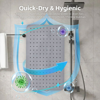 2-Pack Anti-Slip Grip Shower Mat 70×40 cm with 100+ Suction Cups, Quick-Dry