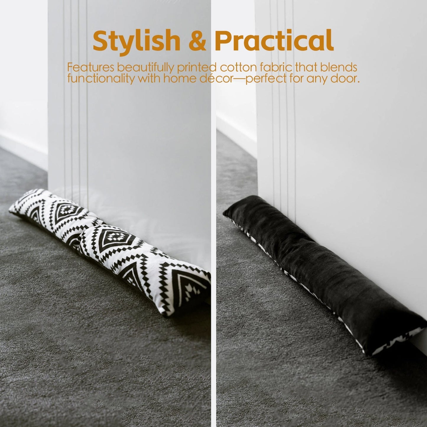 Sand-Filled Cotton Draught Stopper - 78 x 8 cm, Handmade, Energy-Saving, Gift for Home