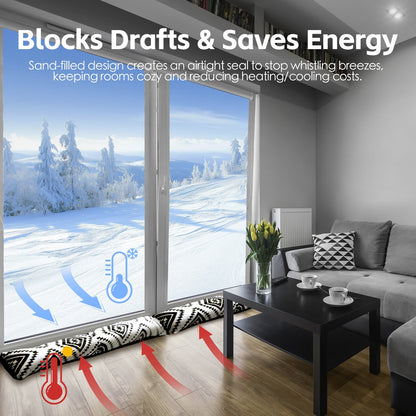 Sand-Filled Cotton Draught Stopper - 78 x 8 cm, Handmade, Energy-Saving, Gift for Home