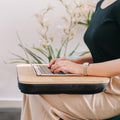 2 Pcs Portable Bamboo Lap Tray Workstation Laptop Table with Soft Micro Bead Base