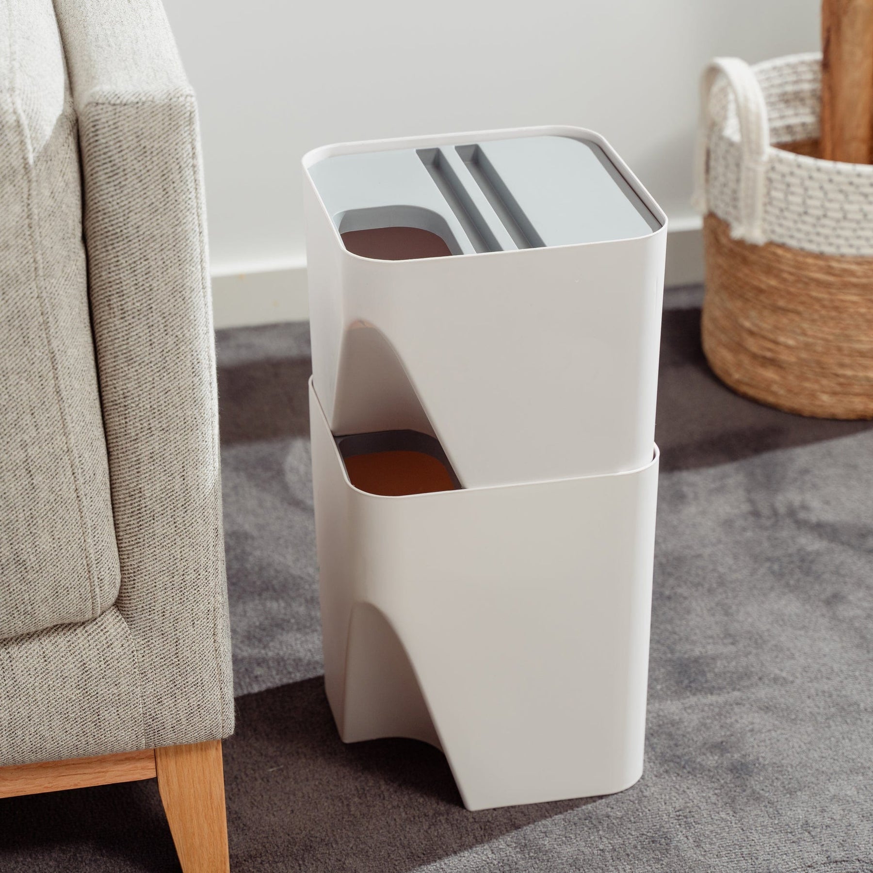 Premium Stackable Plastic Kitchen Trash Bin Set – 12L & 18L, 2 Piece