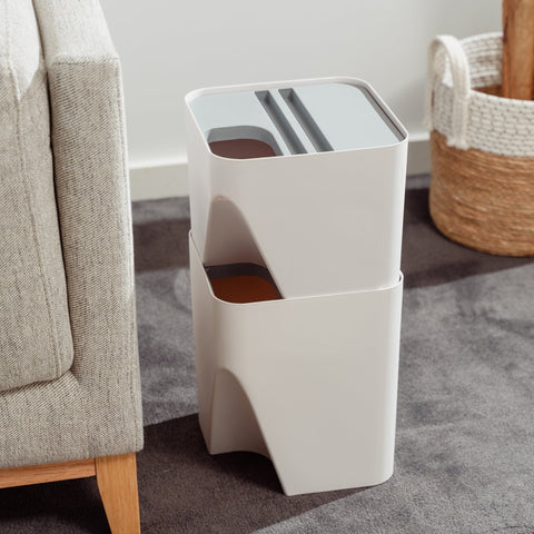 Premium Stackable Plastic Kitchen Trash Bin Set – 12L & 18L, 2 Piece