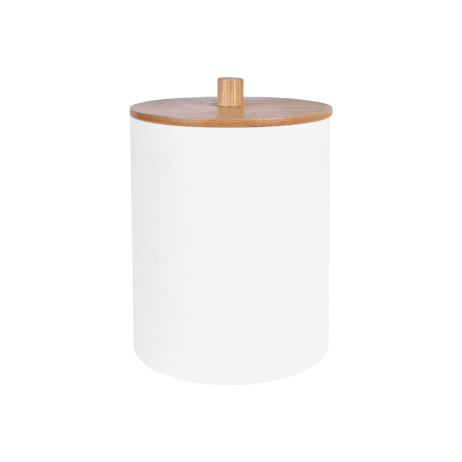 Bamboo Lid Cotton Swab Canister - Stylish Bathroom Organizer - SuperSaverAU - view 1