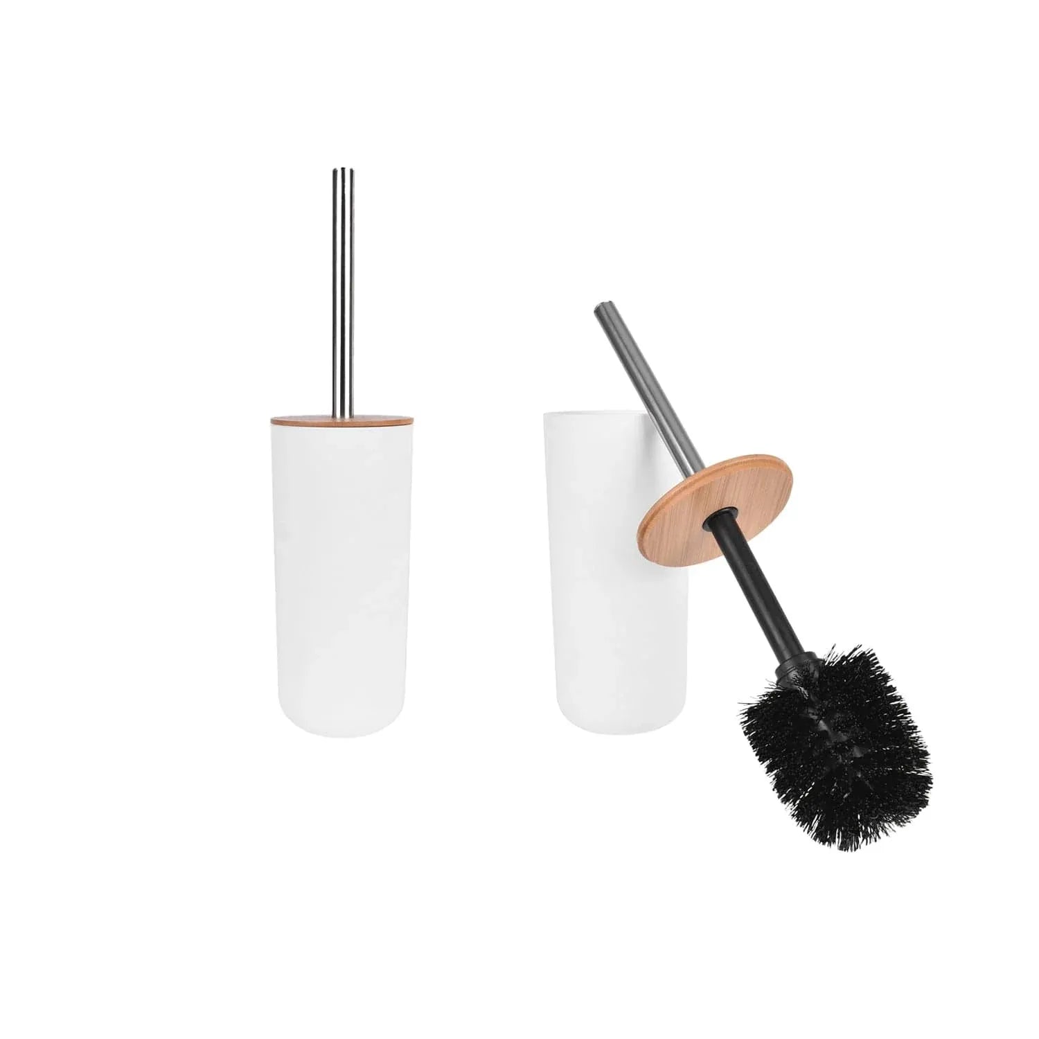 2 Pcs Bamboo-Lid Toilet Brush – Clevinger Collection, BPA-Free - SuperSaverAU - view 1