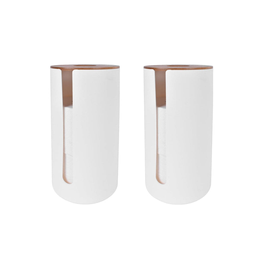 Premium Clevinger Bamboo Lid Toilet Roll Storage Holders - 2pcs