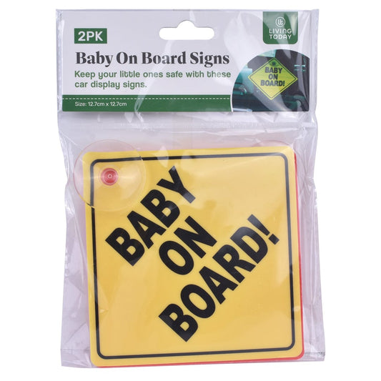 2 Pcs Baby On Board Car Safety Sign 13x13cm for Child Safety
