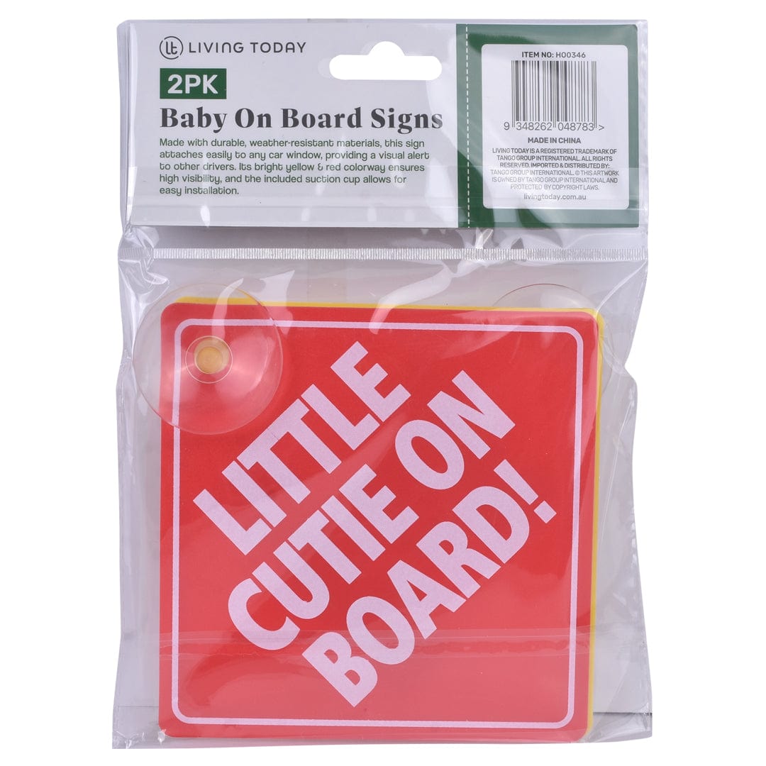 2 Pcs Baby On Board Car Safety Sign 13x13cm for Child Safety