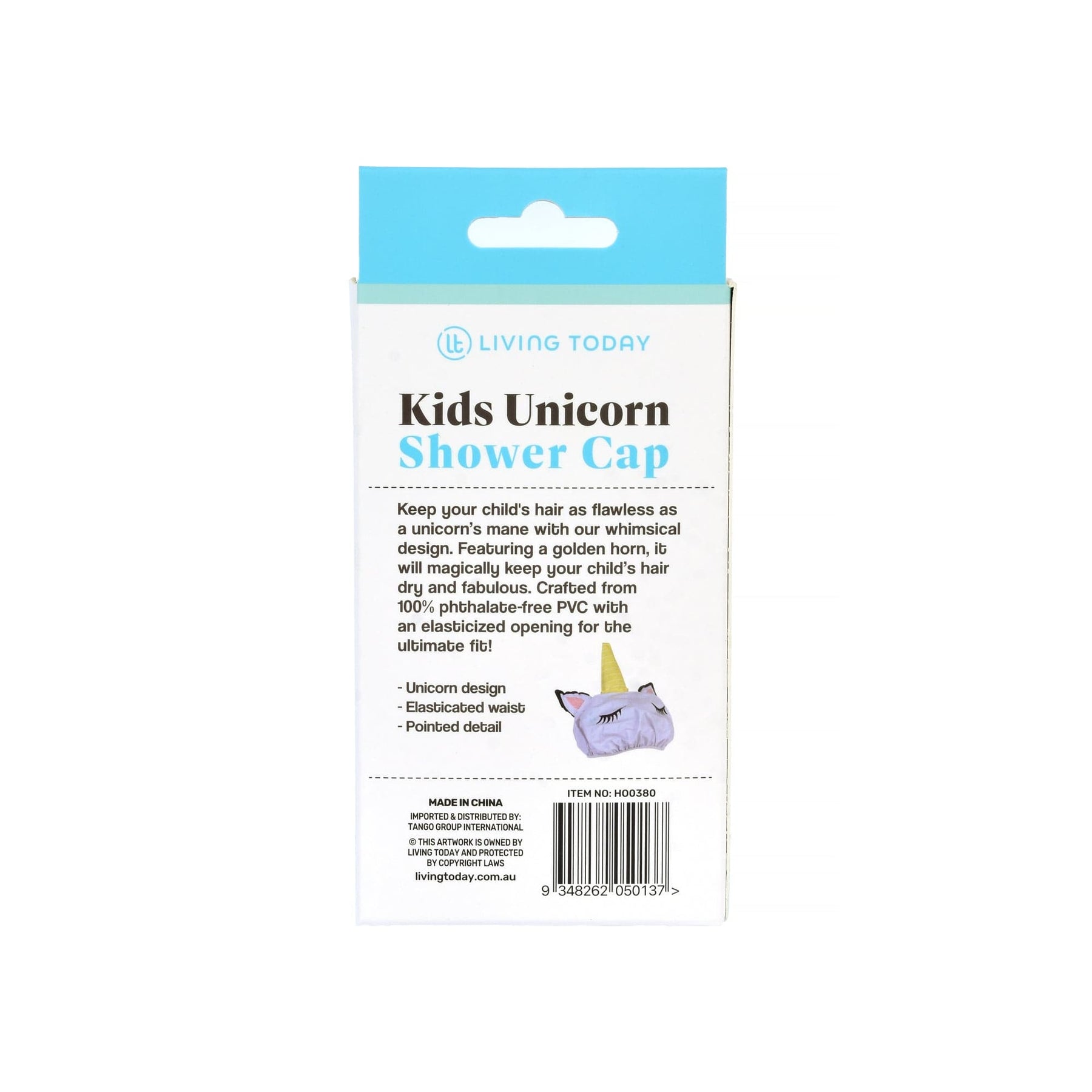 Kids Unicorn Shower Cap - 100% Phthalate-Free PVC, Elasticated Fit, Whimsical Design - SuperSaverAU - view 3