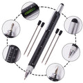 6-in-1 Multi Tool Trade Pen - Aluminum Alloy, 15cm, Bubble Level, Stylus, Ruler - SuperSaverAU - view 1