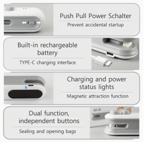 Tiny Sealer - Portable Vacuum Food Sealer with Built-in Cutter, 10cm x 3.6cm x 4cm - SuperSaverAU - view 3