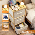Premium 3 Drawer Bamboo Storage Chest – Natural & Beige Fabric Drawers