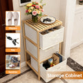 Premium 3 Drawer Bamboo Storage Chest – Natural & Beige Fabric Drawers