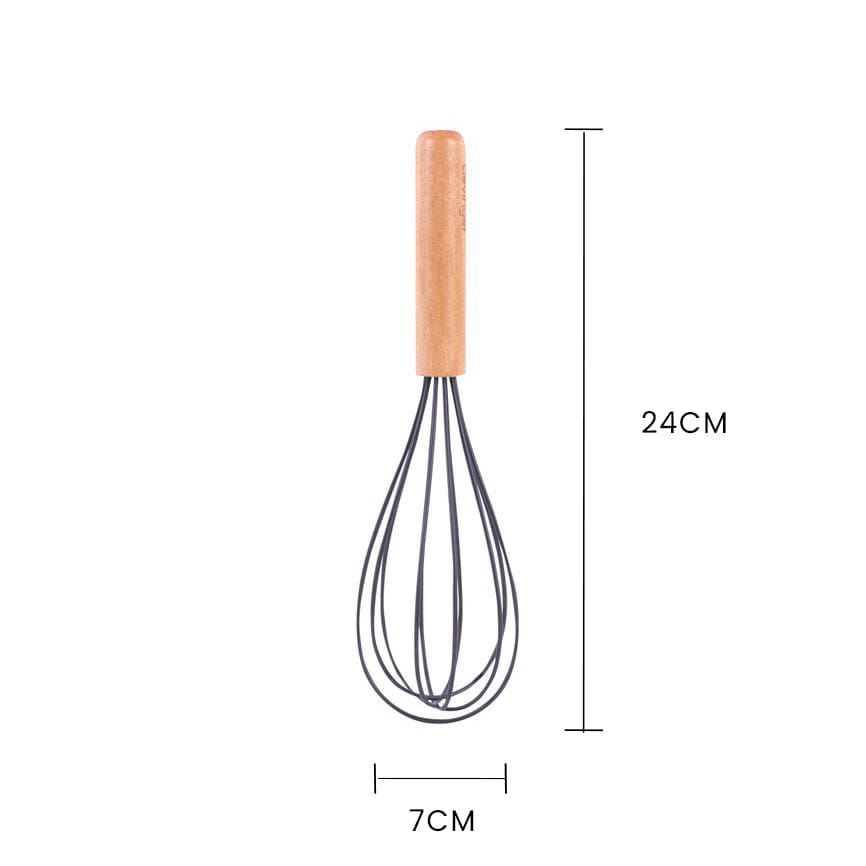 Eco-friendly Beechwood & Silicone Whisk - Heat-resistant, Dishwasher Safe - SuperSaverAU - view 2