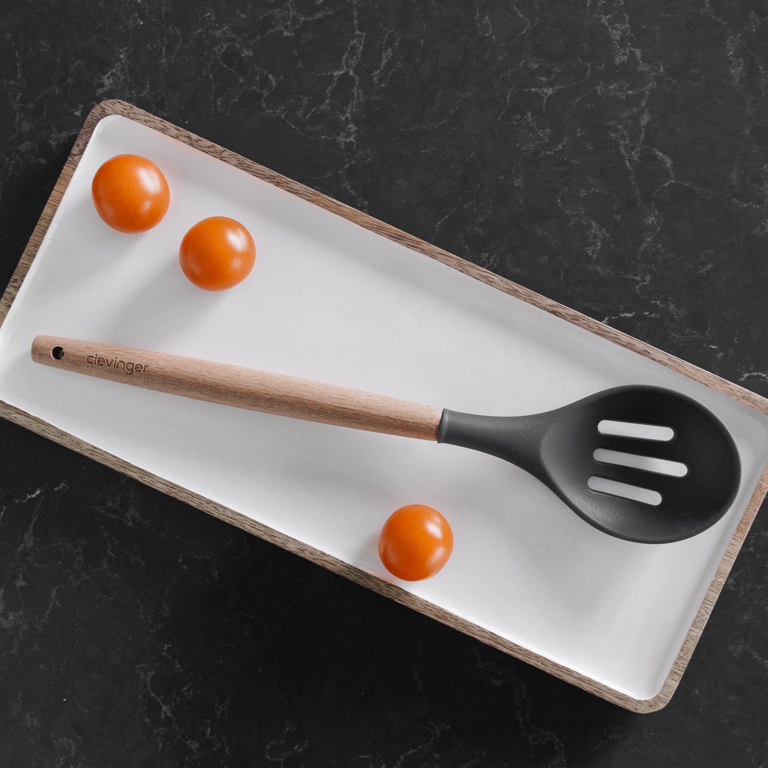 Eco-friendly Beechwood & Silicone Slotted Spoon 31 x 7 cm - Dishwasher Safe - SuperSaverAU - view 2