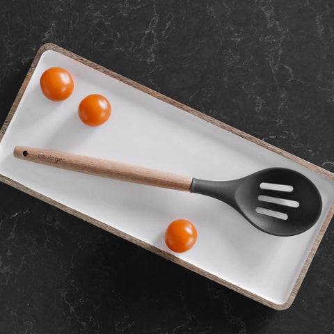 Eco-friendly Beechwood & Silicone Slotted Spoon 31 x 7 cm - Dishwasher Safe - SuperSaverAU - view 2