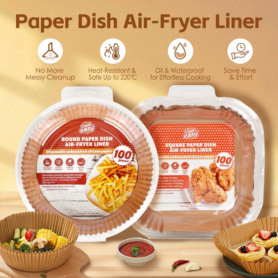 V915-KU0329 100 Pcs 20cm Round Disposable Unbleached Silicone Air Fryer Liners - SuperSaverAU - view 1