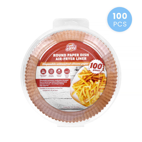 100 Pcs 20cm Round Disposable Unbleached Silicone Paper Air Fryer Liners, Heat Resistant - SuperSaverAU - view 1
