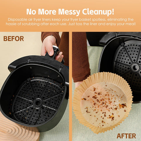 100 Pcs 20cm Round Disposable Unbleached Silicone Paper Air Fryer Liners, Heat Resistant - SuperSaverAU - view 2