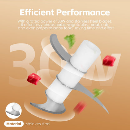 Cordless USB Rechargeable Mini Food Chopper 250ml - Easy One-Touch Operation