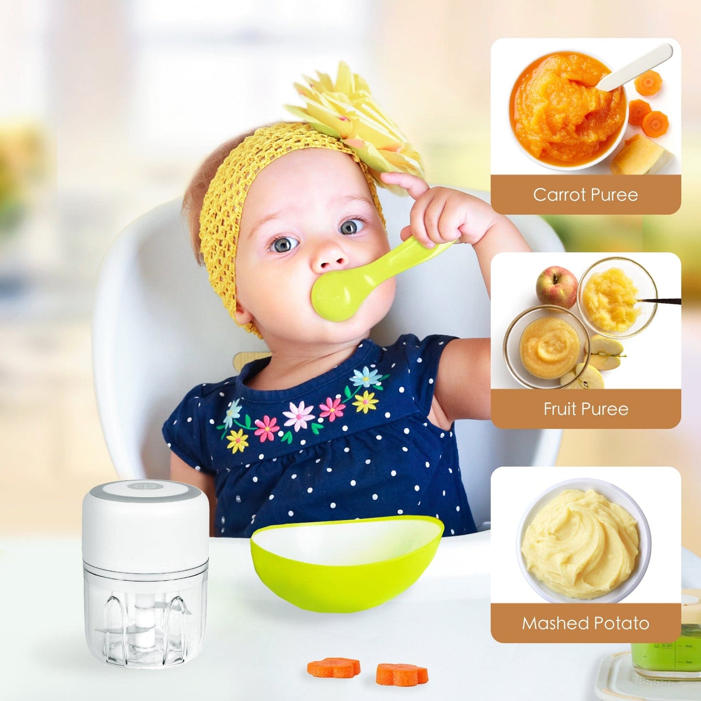 Cordless USB Rechargeable Mini Food Chopper 250ml - Easy One-Touch Operation