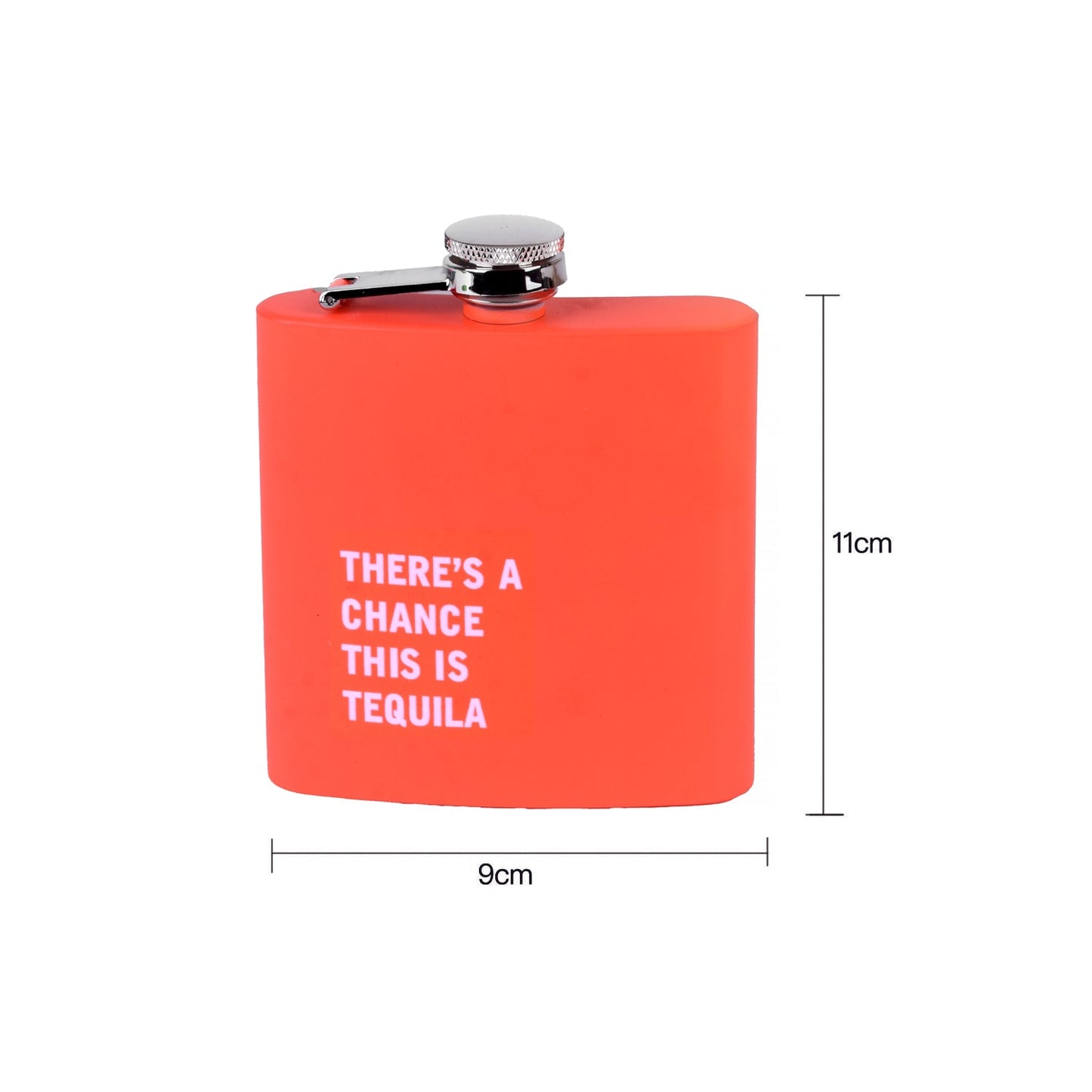 175ml Stainless Steel Hip Flask w Funny Quotes - Peach