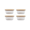 Premium Bamboo Food Container Glass Storage Set - Medium, 4pcs