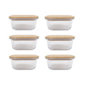 Premium Bamboo Lid Glass Food Containers – 700-800ml 6 Pack
