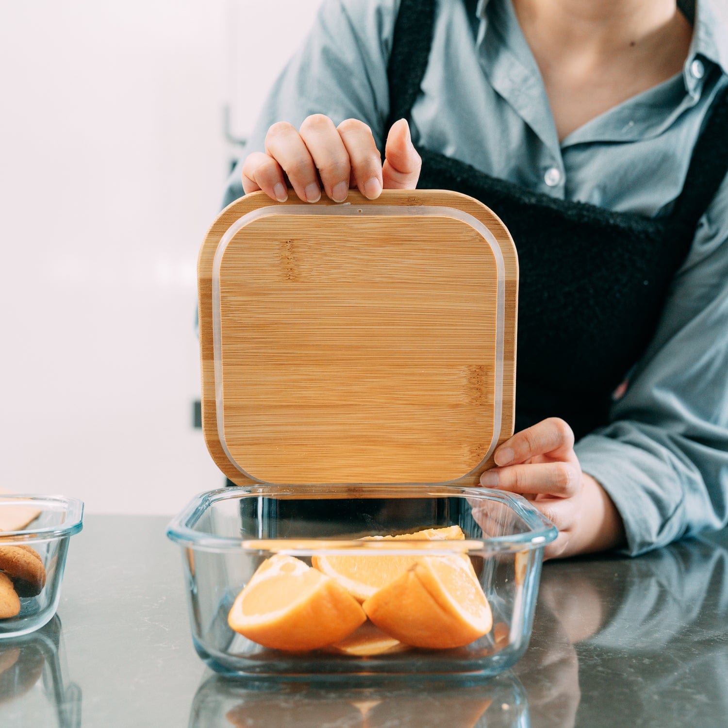 Premium Bamboo Lid Glass Food Containers – 700-800ml 6 Pack