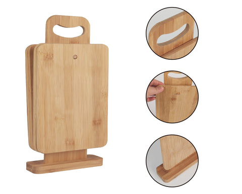 Bamboo 4 Piece Chopping Block Set with Display Stand, Eco-Friendly & Durable - SuperSaverAU - view 1