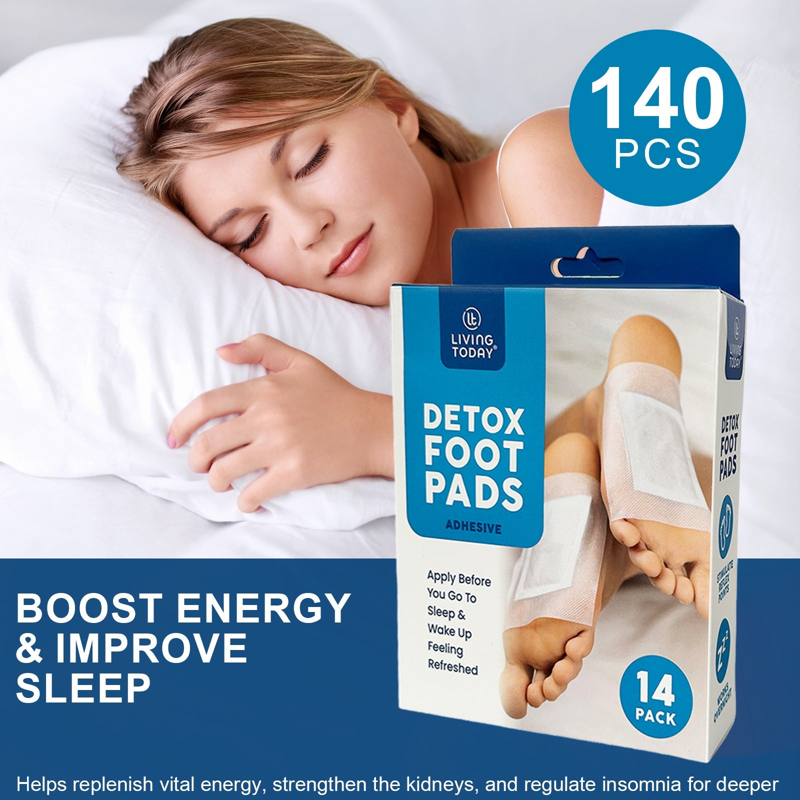 Natural Herbal Detox Foot Pads 140 Pack 12x10cm Overnight Foot Care