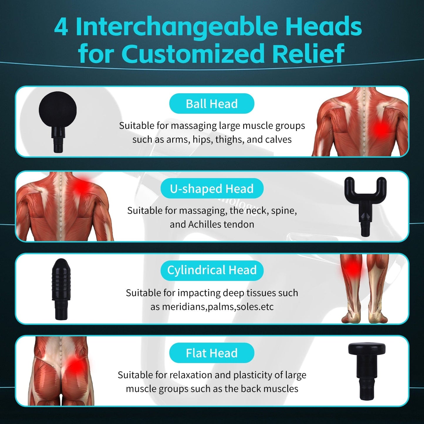 Remology Impact Therapy Massage Gun - 6 Speed with 4 Heads
