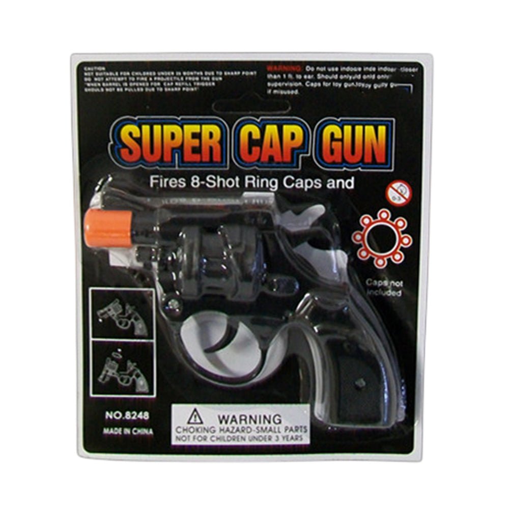 Premium Cap Gun Toy with 8 Shots & 144 Caps - Black (2 Pack)