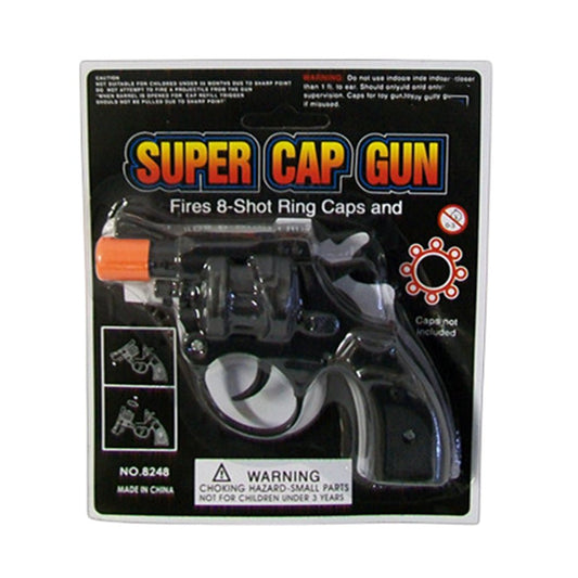 Premium Cap Gun Toy with 8 Shots & 144 Caps - Black (2 Pack)