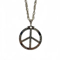 Premium Silver Peace Sign Necklace with Bling Chain