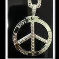 Premium Silver Peace Sign Necklace with Bling Chain