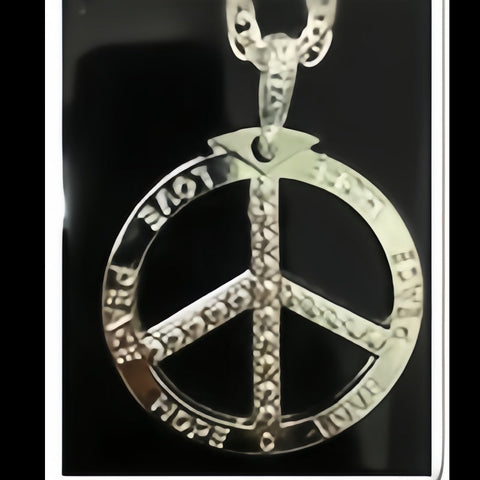 Premium Silver Peace Sign Necklace with Bling Chain