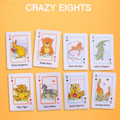 Children's Educational Card Games Set of 4: Crazy Eight, Hearts, Old Maid, Fish - Assorted
