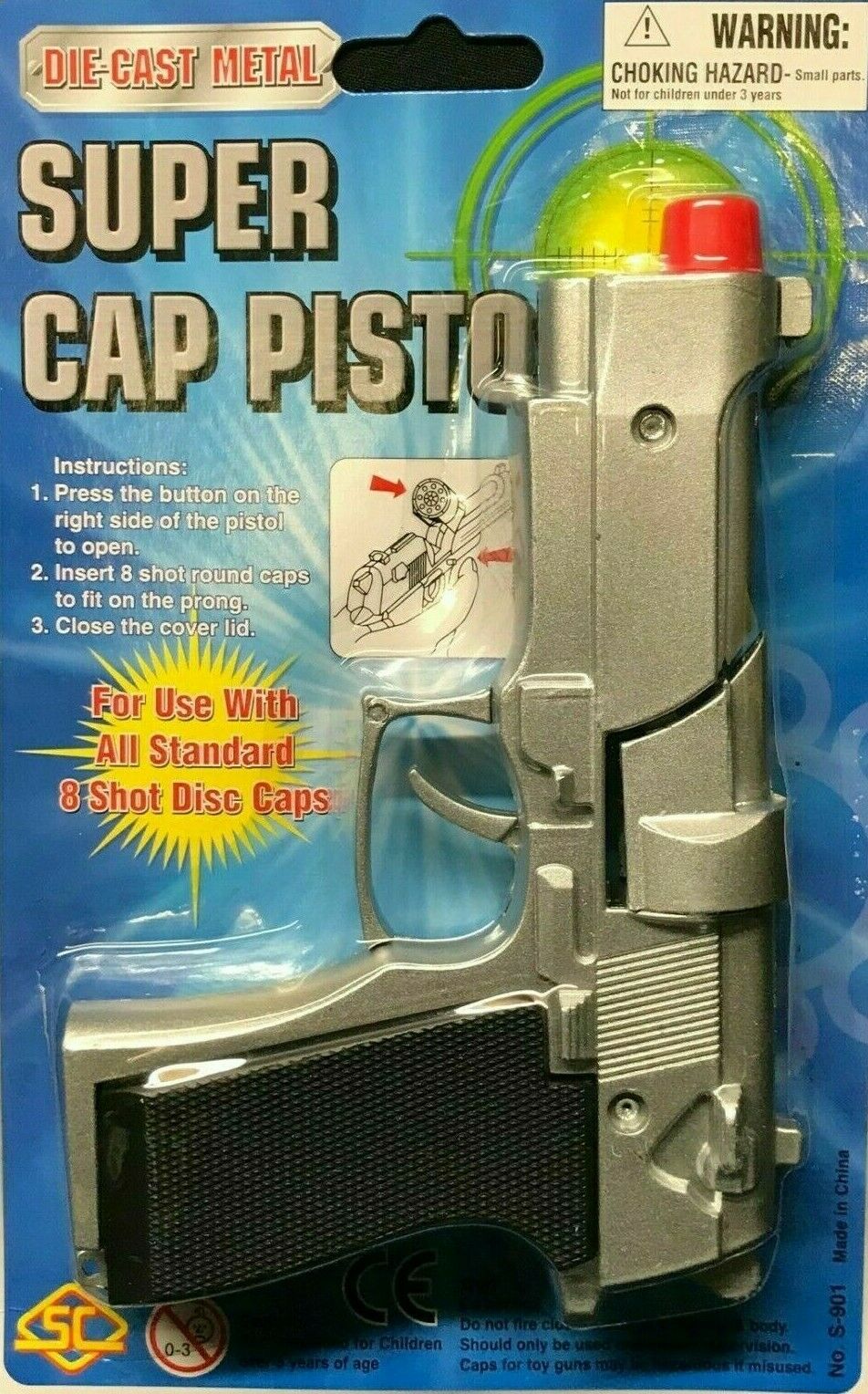 Toy Diecast Cap Gun Metal Revolver with FREE 144Pcs caps