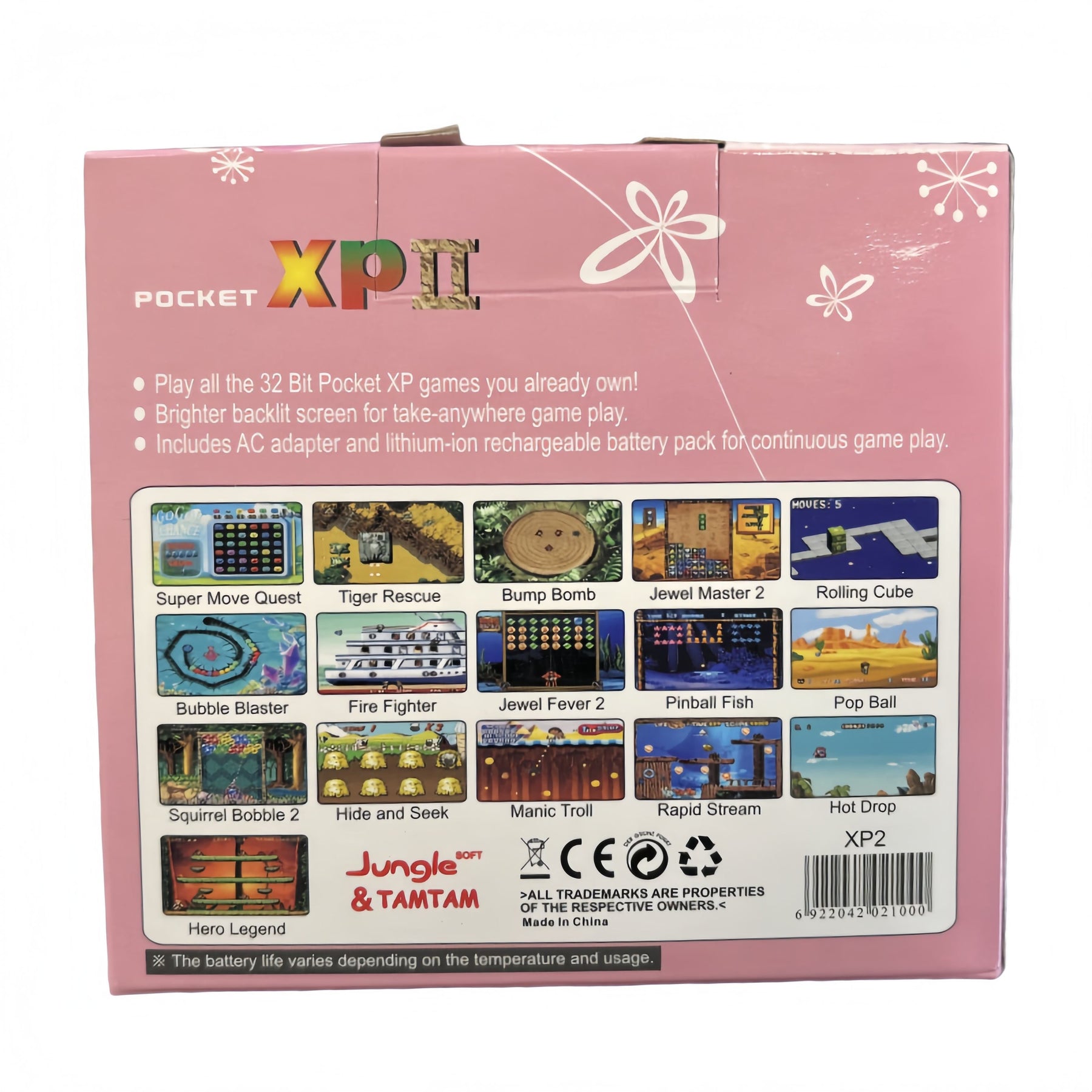 Premium Pocket XP 2 Pink Handheld Retro Game Console Built In Classic Games