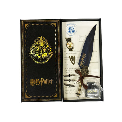 Harry Potter Vintage Feather Dip Pen Writing Set with ink Calligraphy Quill Pen Gifts - CLARET RED
