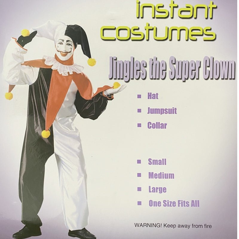 Fancy Clown Costume Jingles the Super Clown - Adult One Size, Includes Hat, Jumpsuit, Collar - SuperSaverAU - view 1