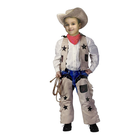 Kids Cowboy Costume - Vest, Chaps, and Scarf, 110-150cm - SuperSaverAU - view 2