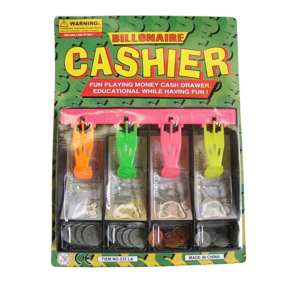 2 Pack Toy Cash Drawer with Make-Believe Play Money for Kids' Roleplay