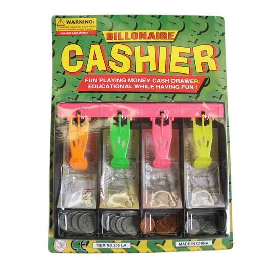 2 Pack Toy Cash Drawer with Make-Believe Play Money for Kids' Roleplay