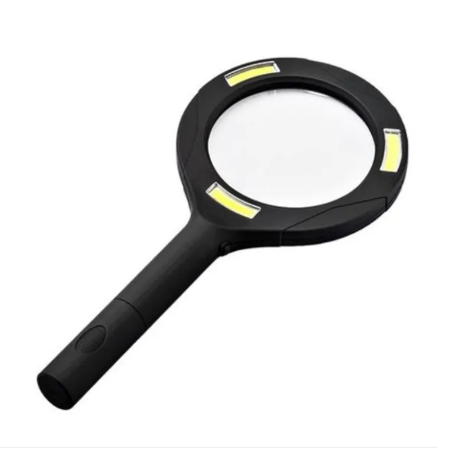 Premium LED Magnifying Glass with Glass Lens & COB Light - 250 Lumens
