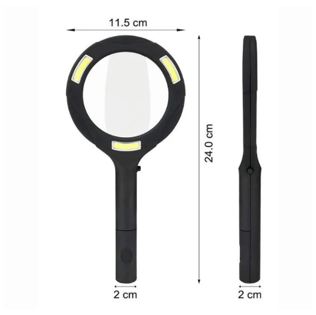 Premium LED Magnifying Glass with Glass Lens & COB Light - 250 Lumens
