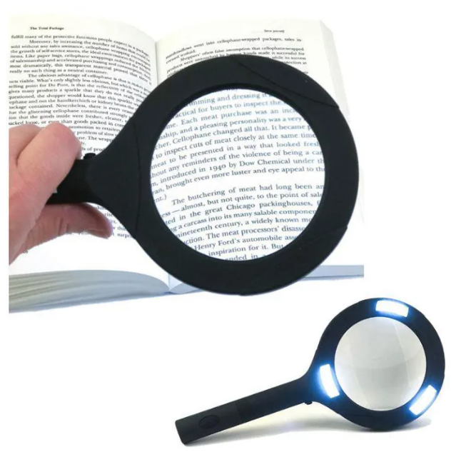 Premium LED Magnifying Glass with Glass Lens & COB Light - 250 Lumens