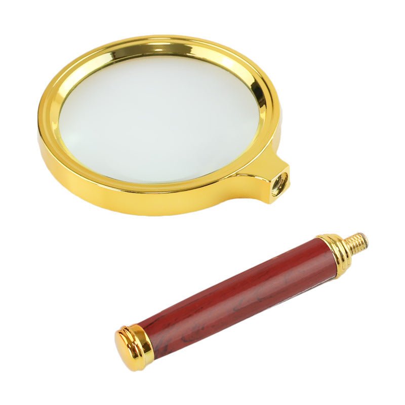 Premium 10X 90mm Magnifying Glass Red Gold Handheld Reading Inspection Lens